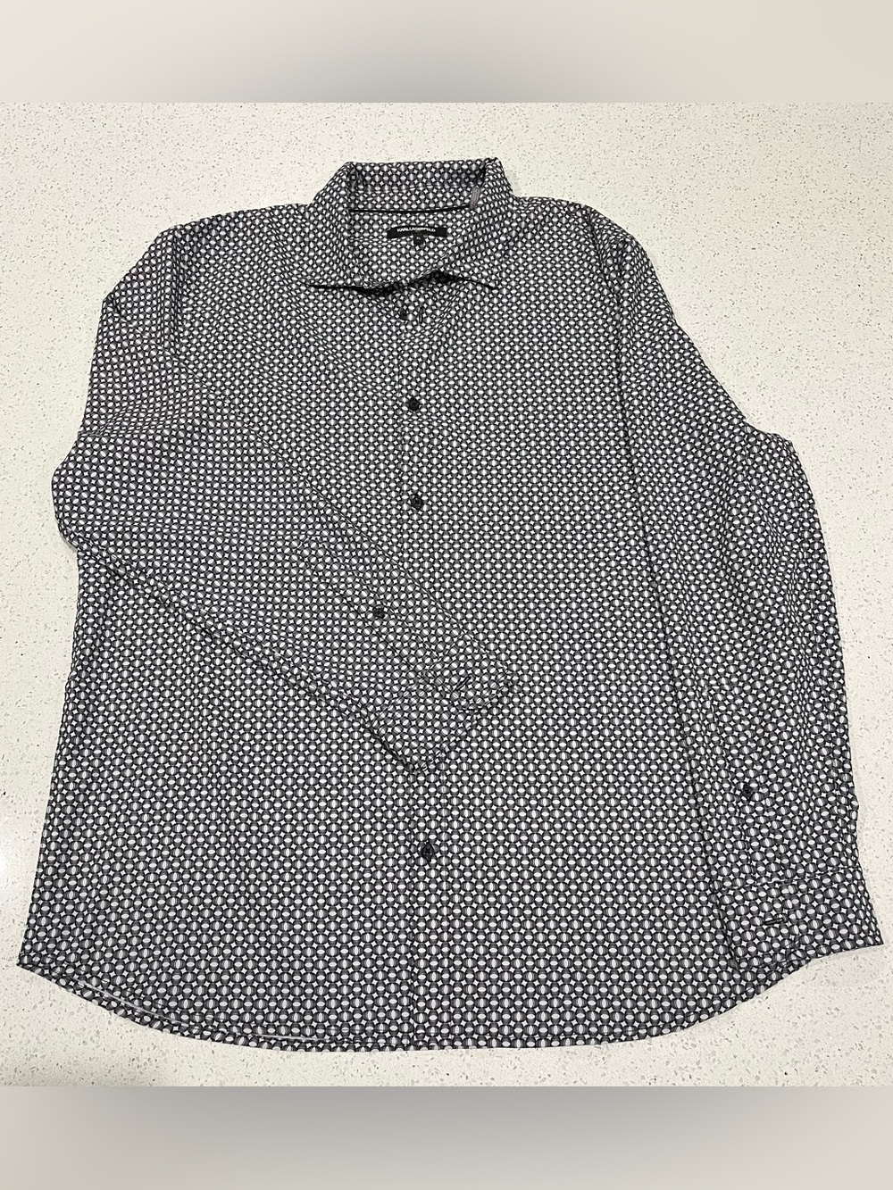 Karl Lagerfeld Men's Modern Fit Long Sleeve Button Down Shirt Geometric Size XL